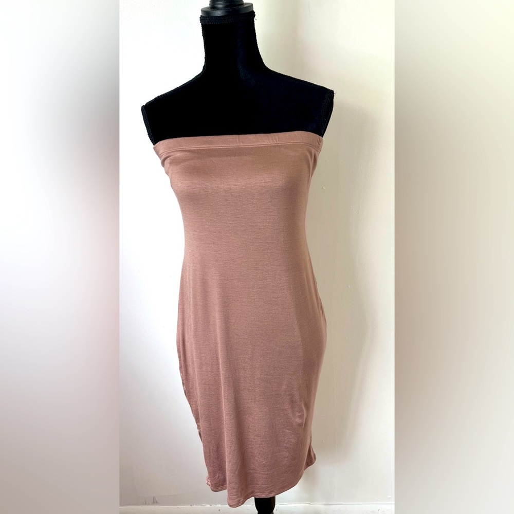 Charlotte Russe Brown/Tan/Bronze Tube Dress Bodycon Basic Staple Dress Size Larg